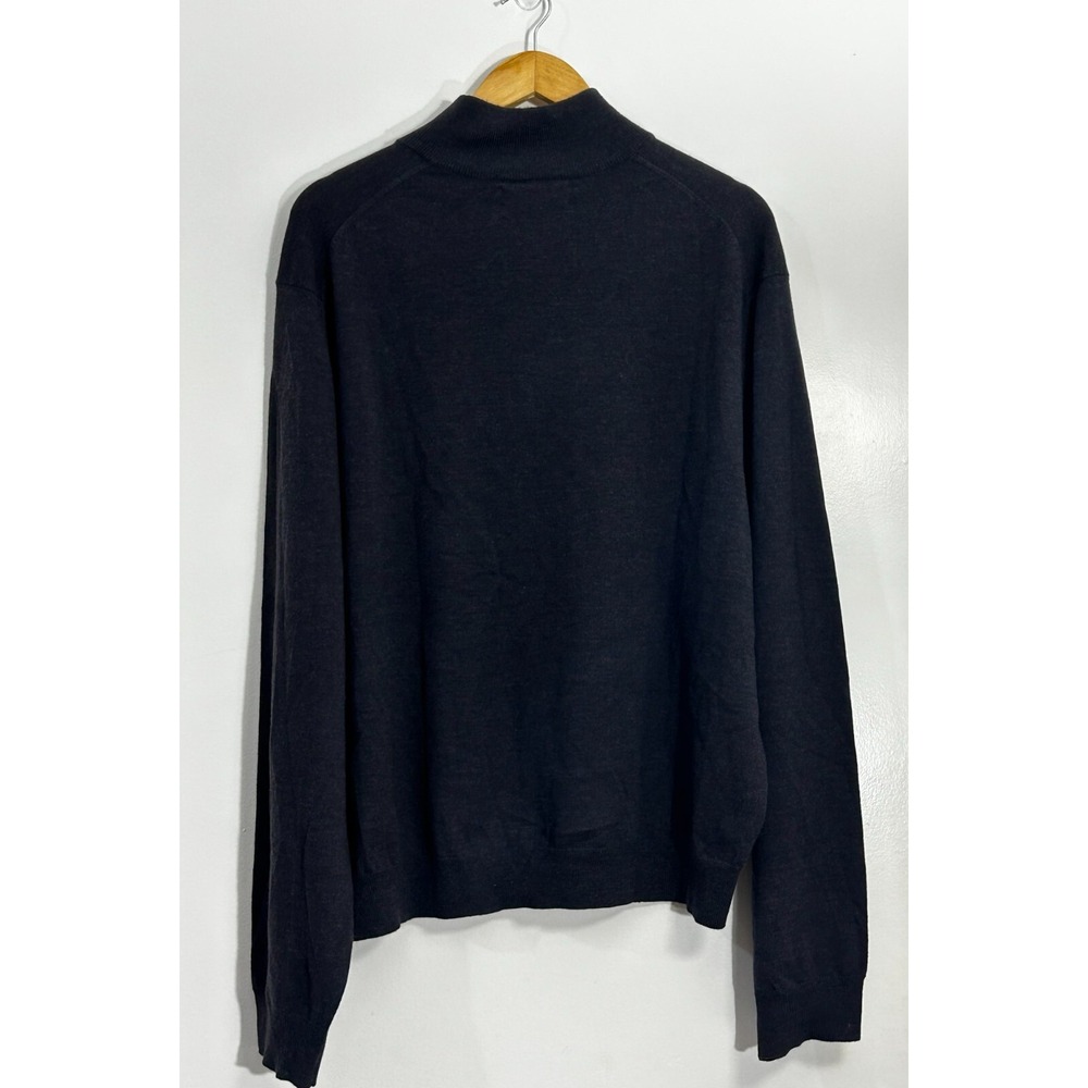 Bloomingdale's Sweater Men's 2XL Navy Long Sleeve Ribbed Hem & Cuff Quarter Zip - Picture 3 of 13